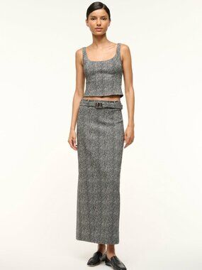 STAUD MURRAY SKIRT TEXTURED HERRINGBONE Size 0